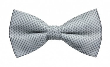 Polyester Pre-Tied Silver Grey Bow Tie with Check Pattern